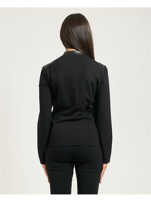 Felpa fullzip donna EA7 in tessuto effetto pelle EMPORIO ARMANI EA7 | 7W000451-AF16010UC001